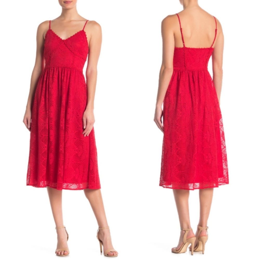 ❤NSR Red Lace Midi Dress ❤